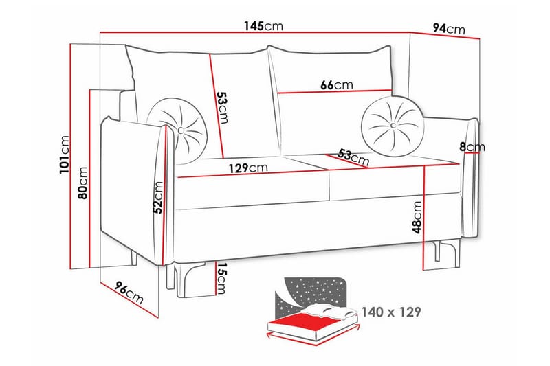 Knocklong 2-sits Bäddsoffa - Cream - Bäddsoffa - Bäddsoffa 2 sits