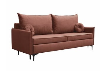 Knocklong 2-sits Bäddsoffa med Runda Prydnadskuddar i Sammet - Terrakotta - Möbler - Soffa - Bäddsoffa