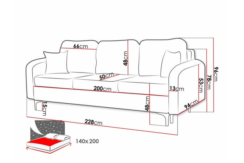 Knocklong 2-sits Bäddsoffa NO_BRAND beige - Möbler - Soffa - Bäddsoffa
