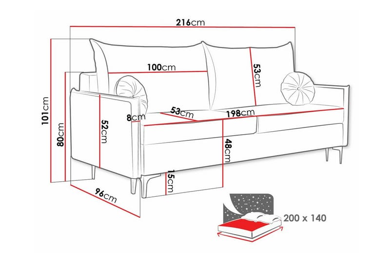 Knocklong 2-sits Bäddsoffa NO_BRAND beige - Möbler - Soffa - Bäddsoffa