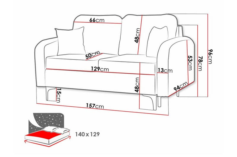 Knocklong 2-sits Bäddsoffa NO_BRAND Black - Möbler - Soffa - Bäddsoffa