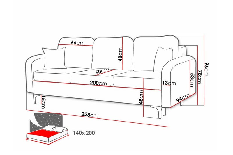 Knocklong 2-sits Bäddsoffa NO_BRAND Brown - Möbler - Soffa - Bäddsoffa