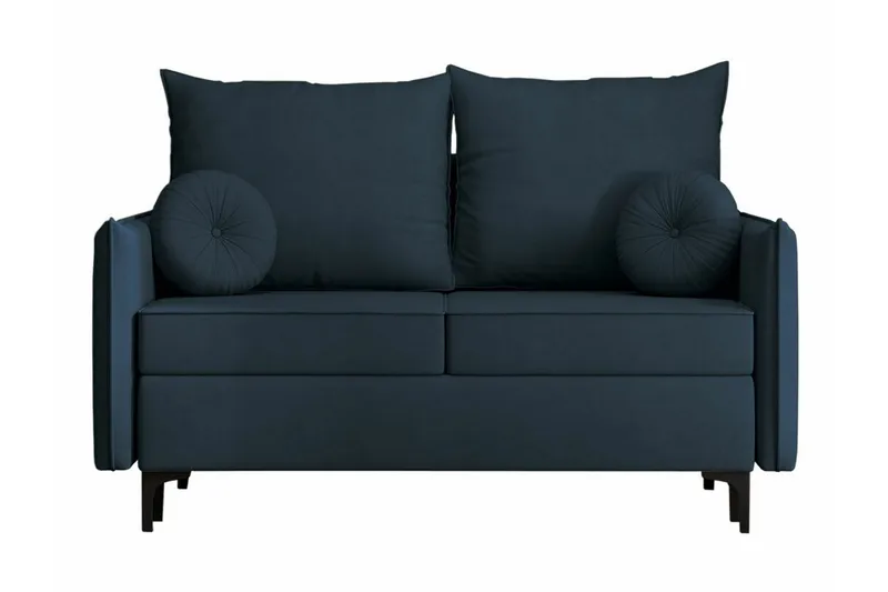 Knocklong 2-sits Längsbäddad Bäddsoffa 129x140 cm med Förvaring i Sammet, Blå