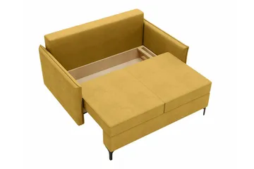 Knocklong 2-sits Längsbäddad Bäddsoffa 129x140 cm med Förvaring i Sammet - Blå - Möbler - Soffa - Bäddsoffa