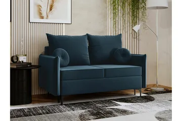 Knocklong 2-sits Längsbäddad Bäddsoffa 129x140 cm med Förvaring i Sammet - Blå - Möbler - Soffa - Bäddsoffa
