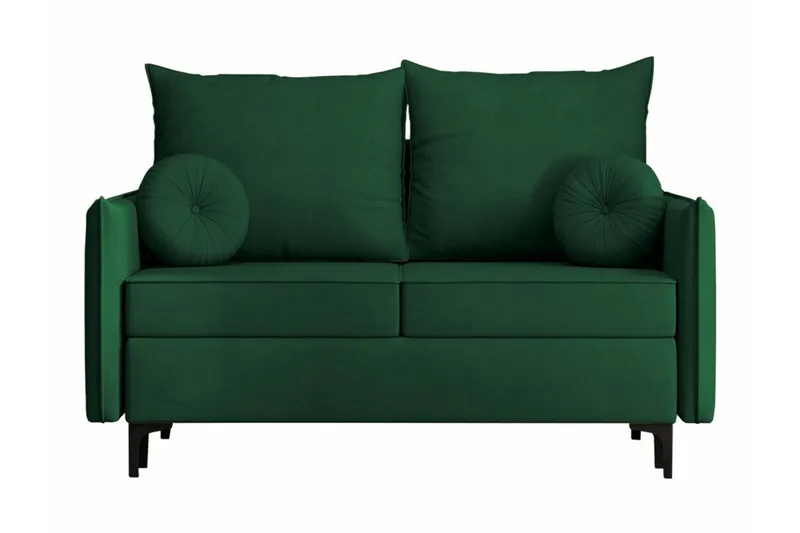 Knocklong 2-sits Längsbäddad Bäddsoffa 129x140 cm med Förvaring i Sammet, Grön