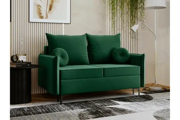 Knocklong 2-sits Längsbäddad Bäddsoffa 129x140 cm med Förvaring i Sammet - Grön - Möbler - Soffa - Bäddsoffa