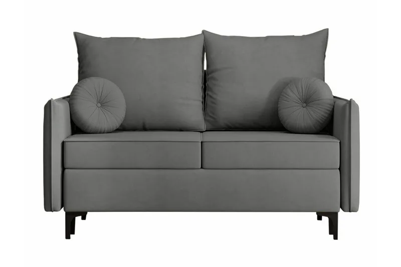 Knocklong 2-sits Längsbäddad Bäddsoffa 129x140 cm med Förvaring i Tyg, Grå
