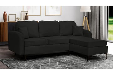 Knocklong 3-sits Höger Bäddsoffa 125x200 cm med Förvaring i Tyg - Svart - Möbler - Soffa - Bäddsoffa