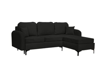 Knocklong 3-sits Höger Bäddsoffa 125x200 cm med Förvaring i Tyg - Svart - Möbler - Soffa - Bäddsoffa