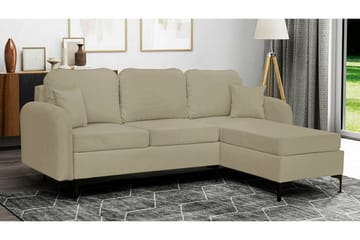 Knocklong 3-sits Höger Bäddsoffa med Förvaring och Rundade Armstöd i Tyg - Beige - Möbler - Soffa - Bäddsoffa