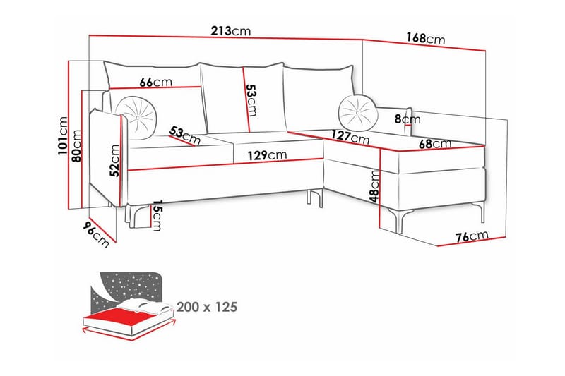 Knocklong 3-sits Hörnbäddsoffa - Blå - Bäddsoffa - Hörnbäddsoffa