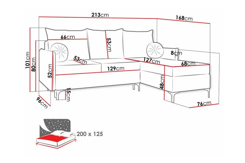Knocklong 3-sits Hörnbäddsoffa - Blå - Möbler - Soffa - Bäddsoffa