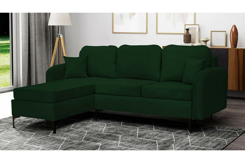 Knocklong 3-sits Hörnbäddsoffa Dark green - Möbler - Soffa - Bäddsoffa