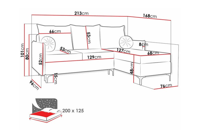 Knocklong 3-sits Hörnbäddsoffa - Grå - Möbler - Soffa - Bäddsoffa