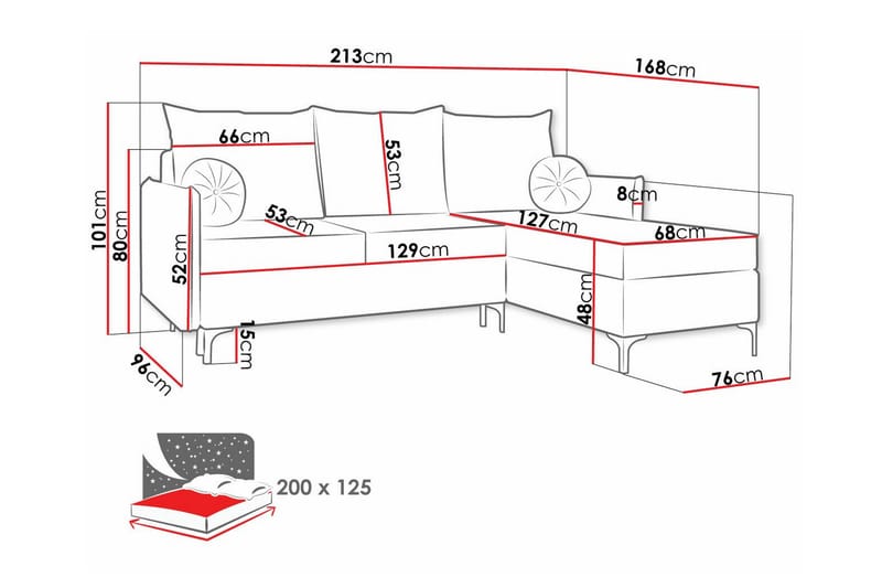 Knocklong 3-sits Hörnbäddsoffa - Grå - Bäddsoffa - Hörnbäddsoffa