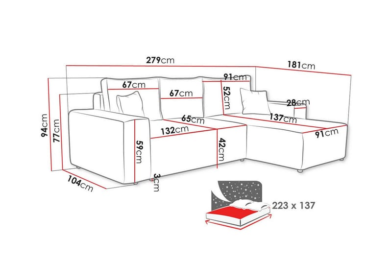 Knocklong 3-sits Hörnbäddsoffa - Gul - Möbler - Soffa - Bäddsoffa