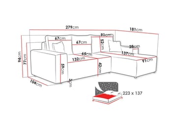 Knocklong 3-sits Hörnbäddsoffa - Ljusgrå - Möbler - Soffa - Bäddsoffa