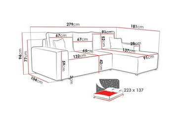 Knocklong 3-sits Hörnbäddsoffa - Ljusgrå - Möbler - Soffa - Bäddsoffa