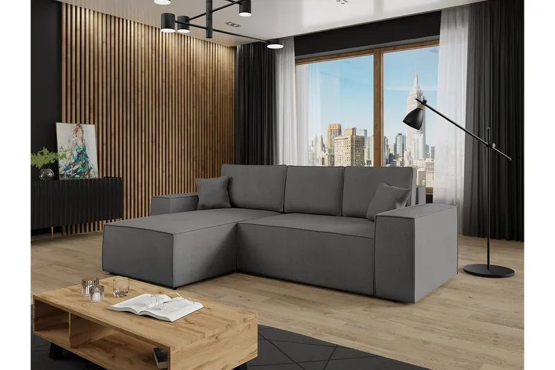 Knocklong 3-sits Hörnbäddsoffa - Mörkgrå - Möbler - Soffa - Bäddsoffa