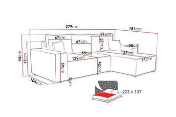 Knocklong 3-sits Hörnbäddsoffa - Mörkgrå - Möbler - Soffa - Bäddsoffa