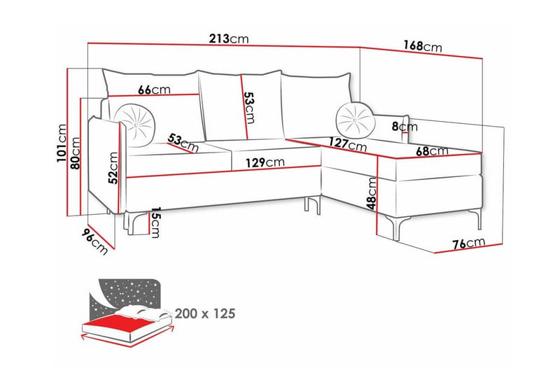 Knocklong 3-sits Hörnbäddsoffa - Mörkgrå - Möbler - Soffa - Bäddsoffa