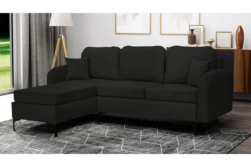 Knocklong 3-sits Hörnbäddsoffa NO_BRAND Black - Möbler - Soffa - Bäddsoffa