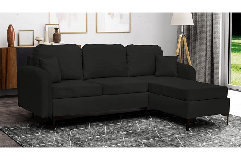 Knocklong 3-sits Hörnbäddsoffa NO_BRAND Black - Möbler - Soffa - Bäddsoffa