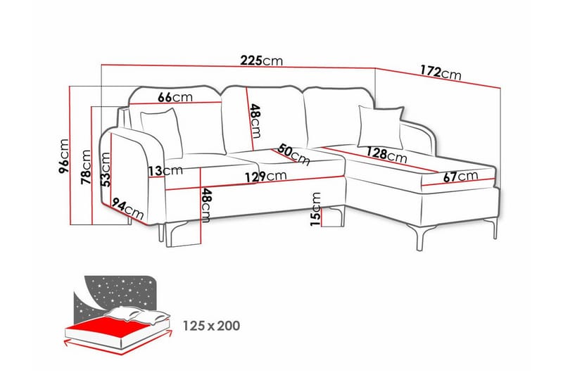 Knocklong 3-sits Hörnbäddsoffa NO_BRAND Dark blue - Möbler - Soffa - Bäddsoffa