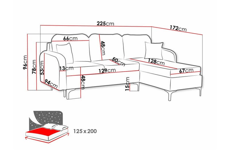 Knocklong 3-sits Hörnbäddsoffa NO_BRAND Dark grey - Möbler - Soffa - Bäddsoffa
