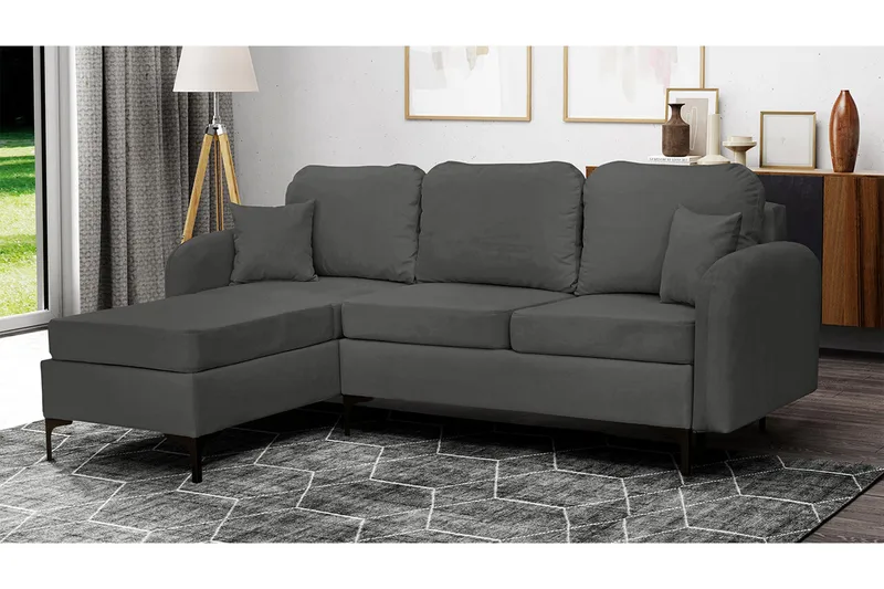 Knocklong 3-sits Hörnbäddsoffa NO_BRAND Dark grey - Möbler - Soffa - Bäddsoffa