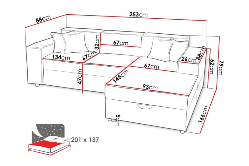 Knocklong 3-sits Hörnbäddsoffa - Möbler - Soffa - Bäddsoffa