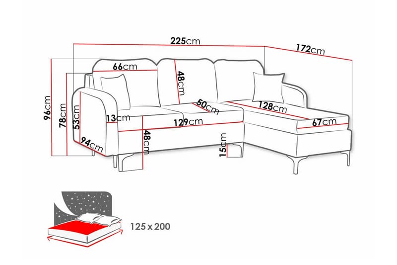 Knocklong 3-sits Hörnbäddsoffa - Bäddsoffa - Hörnbäddsoffa