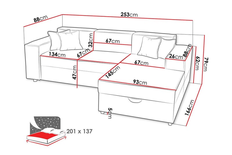 Knocklong 3-sits Hörnbäddsoffa - Bäddsoffa - Hörnbäddsoffa