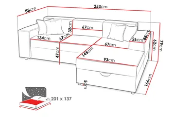 Knocklong 3-sits Hörnbäddsoffa - Möbler - Soffa - Bäddsoffa