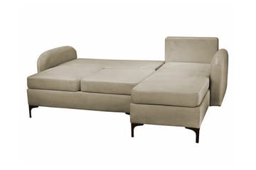 Knocklong 3-sits Vänster Bäddsoffa 125x200 cm med Förvaring i Sammet - Blå - Möbler - Soffa - Bäddsoffa
