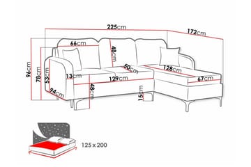 Knocklong 3-sits Vänster Bäddsoffa 125x200 cm med Förvaring i Sammet - Blå - Möbler - Soffa - Bäddsoffa