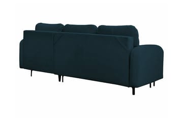 Knocklong 3-sits Vänster Bäddsoffa 125x200 cm med Förvaring i Sammet - Blå - Möbler - Soffa - Bäddsoffa