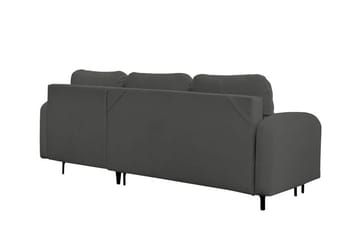 Knocklong 3-sits Vänster Bäddsoffa 125x200 cm med Förvaring i Sammet - Grå - Möbler - Soffa - Bäddsoffa