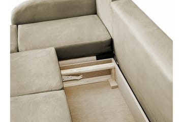 Knocklong 3-sits Vänster Bäddsoffa 125x200 cm med Förvaring i Sammet - Grå - Möbler - Soffa - Bäddsoffa