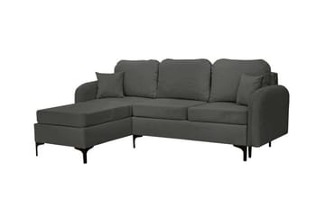 Knocklong 3-sits Vänster Bäddsoffa 125x200 cm med Förvaring i Sammet - Grå - Möbler - Soffa - Bäddsoffa
