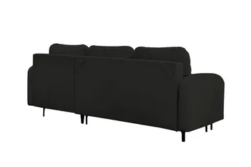 Knocklong 3-sits Vänster Bäddsoffa 125x200 cm med Förvaring i Sammet - Svart - Möbler - Soffa - Bäddsoffa