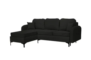Knocklong 3-sits Vänster Bäddsoffa 125x200 cm med Förvaring i Sammet - Svart - Möbler - Soffa - Bäddsoffa