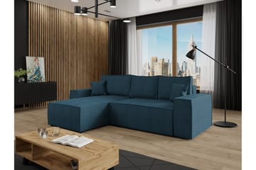 Knocklong 3-sits Vänster Bäddsoffa med Schäslong och Förvaring i Kordsammet - Blå - Möbler - Soffa - Bäddsoffa