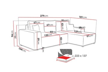 Knocklong 3-sits Vänster Bäddsoffa med Schäslong och Förvaring i Kordsammet - Blå - Möbler - Soffa - Bäddsoffa