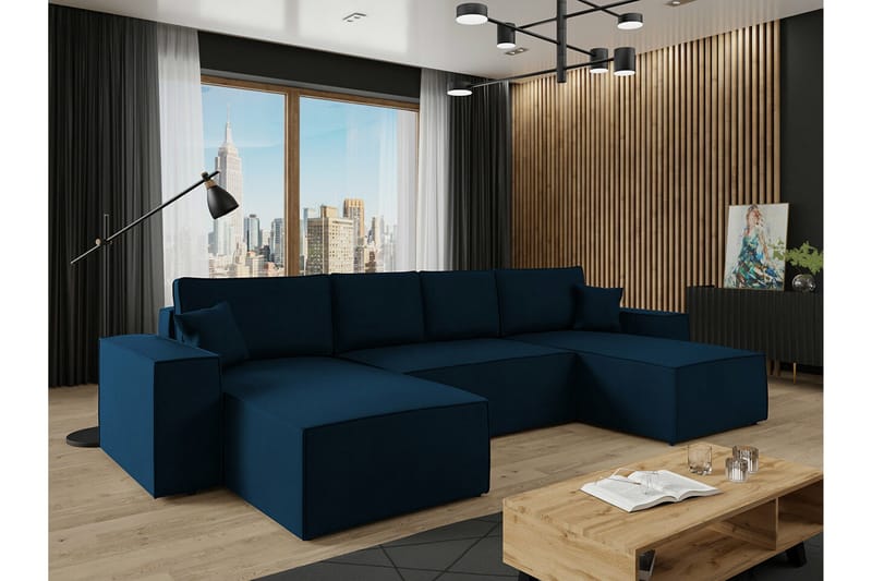 Knocklong 4-sits Hörnbäddsoffa - Blå - Möbler - Soffa - Bäddsoffa