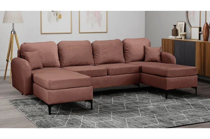 Knocklong 4-sits Hörnbäddsoffa Brown - Möbler - Soffa - Bäddsoffa