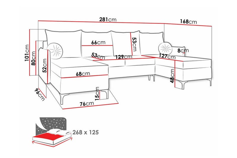 Knocklong 4-sits Hörnbäddsoffa - Cream - Bäddsoffa - Hörnbäddsoffa