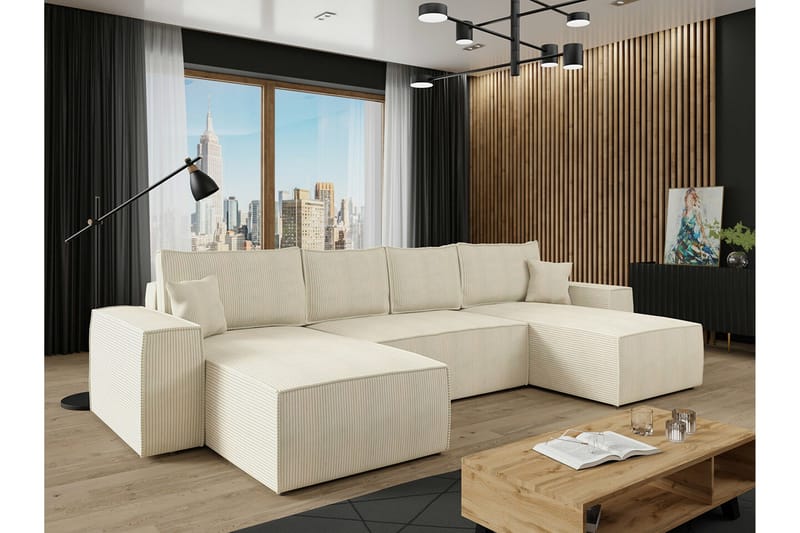 Knocklong 4-sits Hörnbäddsoffa - Cream - Möbler - Soffa - Bäddsoffa