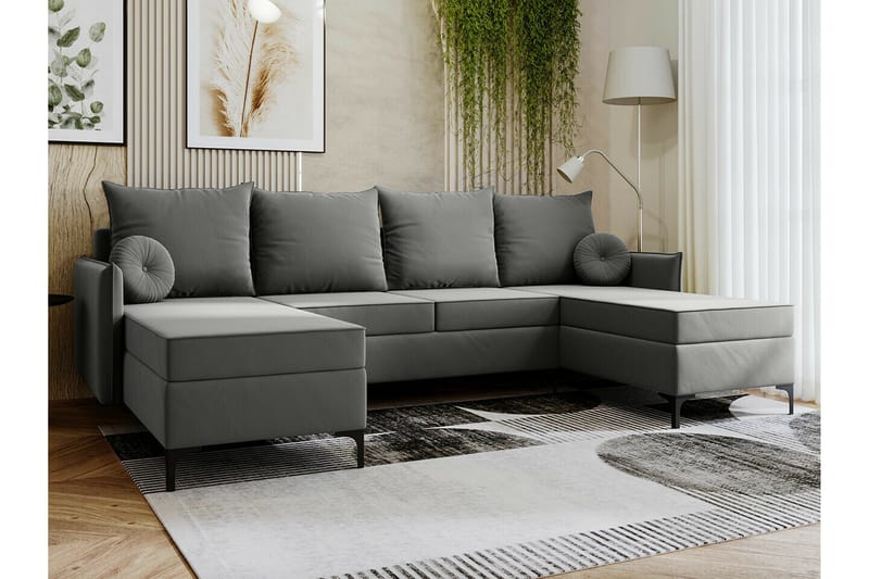 Knocklong 4-sits Hörnbäddsoffa - Grå - Möbler - Soffa - Bäddsoffa